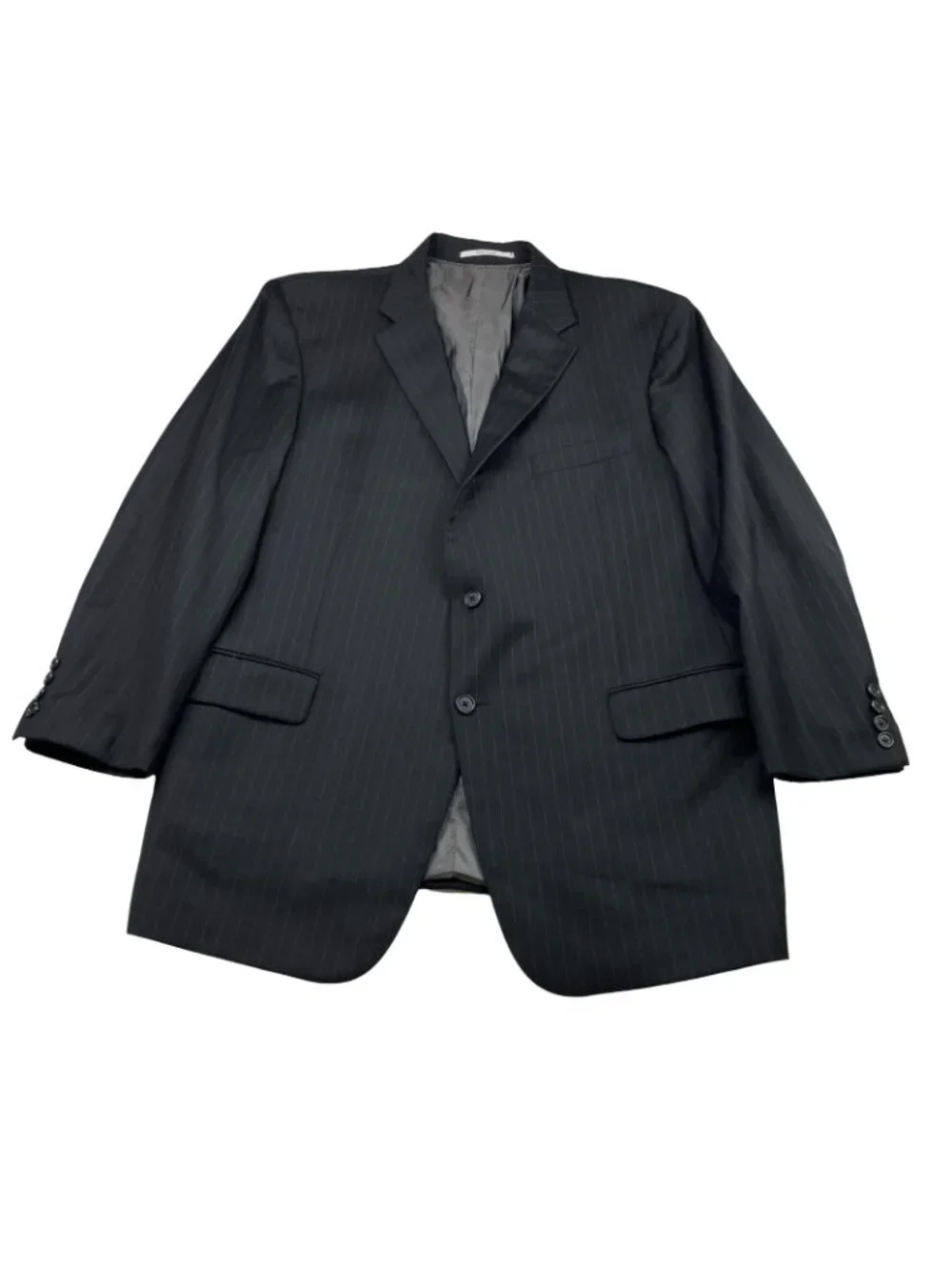Hickey Freeman Men's Milburn 100% Wool 2-Button Blazer Black Stripe • USA • 46R